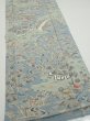 Photo3: 2L04z100  Japanese Kimono Crepe Silk  FABRIC Scenery Dull light blue 67.7x14.2 (3)
