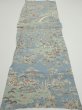 Photo5: 2L06z60  Japanese Kimono Crepe Silk  FABRIC Scenery Dull light blue 40.2x14.2 (5)