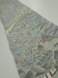 Photo1: 2L07z50  Japanese Kimono Crepe Silk  FABRIC Scenery Dull light blue 61.4x6.9 (1)