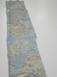 Photo2: 2L07z50  Japanese Kimono Crepe Silk  FABRIC Scenery Dull light blue 61.4x6.9 (2)