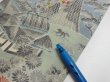 Photo6: 2L07z50  Japanese Kimono Crepe Silk  FABRIC Scenery Dull light blue 61.4x6.9 (6)