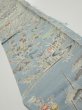 Photo1: 2L08z30  Japanese Kimono Crepe Silk  FABRIC Scenery Dull light blue 33.5x6.9 (1)