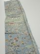 Photo2: 2L08z30  Japanese Kimono Crepe Silk  FABRIC Scenery Dull light blue 33.5x6.9 (2)