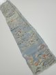 Photo3: 2L08z30  Japanese Kimono Crepe Silk  FABRIC Scenery Dull light blue 33.5x6.9 (3)