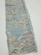 Photo4: 2L08z30  Japanese Kimono Crepe Silk  FABRIC Scenery Dull light blue 33.5x6.9 (4)