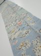 Photo1: 2L09z60  Japanese Kimono Crepe Silk  FABRIC Scenery Dull light blue 81.9x6.9 (1)