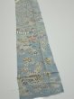 Photo2: 2L09z60  Japanese Kimono Crepe Silk  FABRIC Scenery Dull light blue 81.9x6.9 (2)