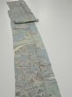 Photo3: 2L09z60  Japanese Kimono Crepe Silk  FABRIC Scenery Dull light blue 81.9x6.9 (3)