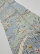 Photo2: 2L10z30  Japanese Kimono Crepe Silk  FABRIC Scenery Dull light blue 35.4x7.1 (2)