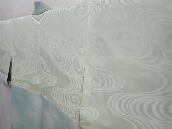 Photo7: 6008T01z600 Vintage Japanese Kimono Silk HAORI  Opal Green (7)