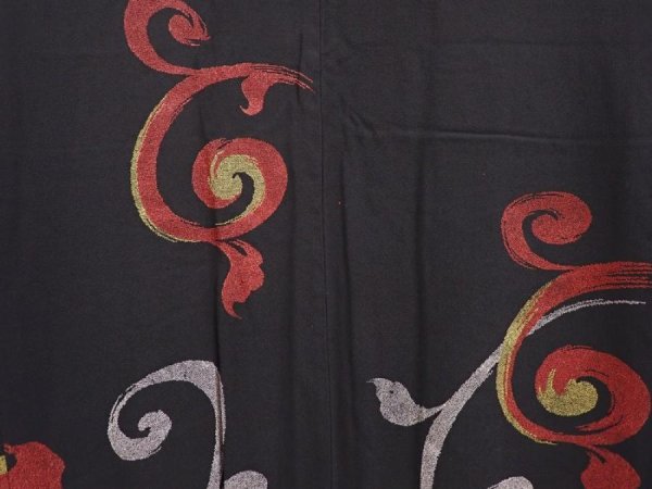 Photo3: 6008T02z510 Vintage Japanese Kimono Silk HAORI Karakusa Black (3)