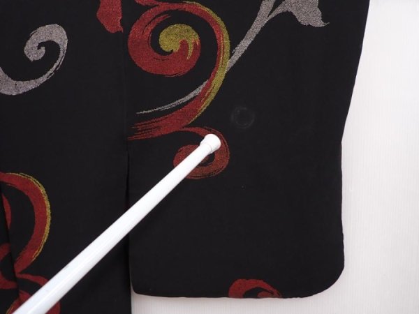 Photo6: 6008T02z510 Vintage Japanese Kimono Silk HAORI Karakusa Black (6)