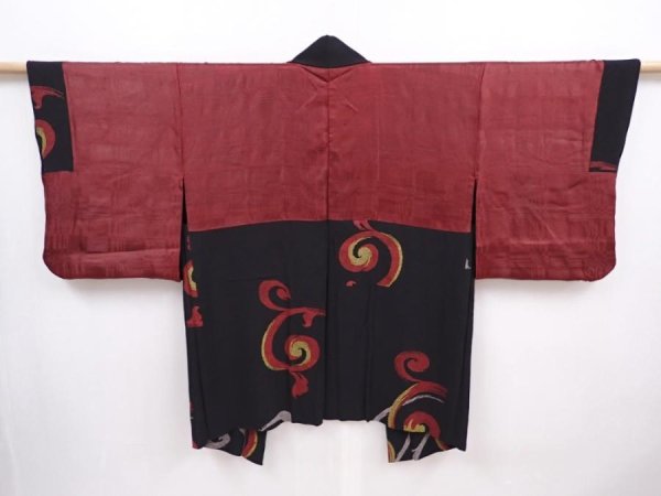 Photo7: 6008T02z510 Vintage Japanese Kimono Silk HAORI Karakusa Black (7)