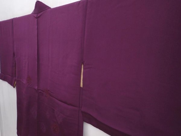 Photo2: 6008T03z590 Vintage Japanese Kimono Silk HAORI  Dull purple (2)