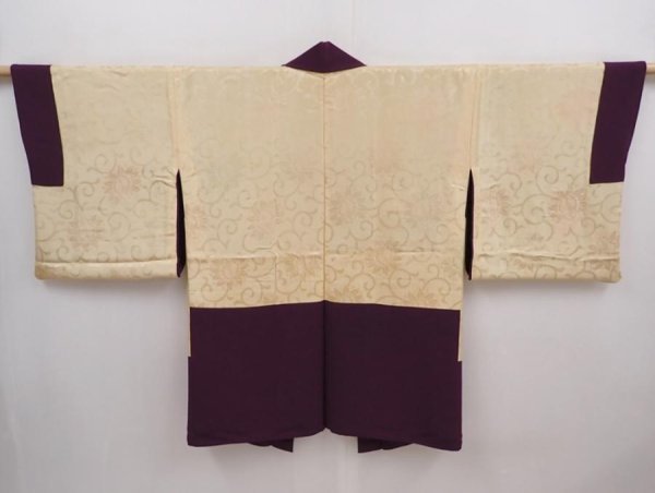 Photo6: 6008T03z590 Vintage Japanese Kimono Silk HAORI  Dull purple (6)