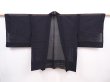 Photo1: 6008T04z180 Vintage Japanese Kimono Silk See through HAORI Trees Black (1)