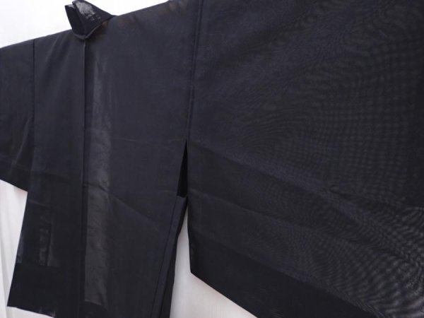 Photo2: 6008T04z180 Vintage Japanese Kimono Silk See through HAORI Trees Black (2)
