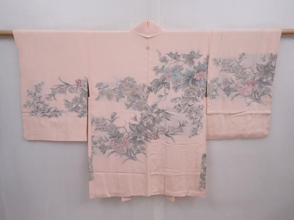 Photo1: 6008T05z560 Vintage Japanese Kimono Silk HAORI Peony Pink (1)
