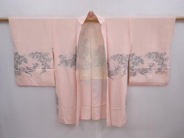 Photo8: 6008T05z560 Vintage Japanese Kimono Silk HAORI Peony Pink (8)