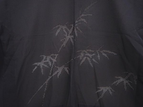 Photo3: 6008T06z320 Vintage Japanese Kimono Silk See through HAORI Bamboo grass Black (3)