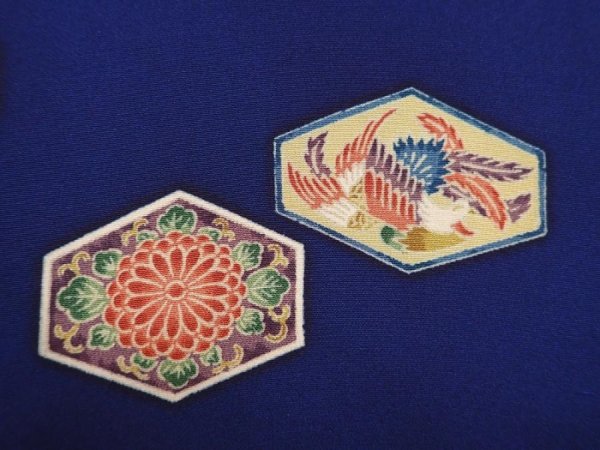 Photo4: 6008T07z590 Vintage Japanese Kimono Silk HAORI Phoenix Dark blue (4)