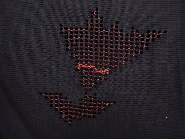 Photo6: 6008T08z300 Vintage Japanese Kimono Silk See through HAORI Flower Black (6)