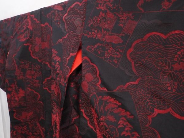 Photo2: 6008T11z660 Vintage Japanese Kimono Silk OMESHI KOMON Black (2)