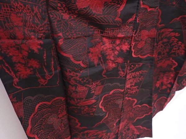 Photo3: 6008T11z660 Vintage Japanese Kimono Silk OMESHI KOMON Black (3)