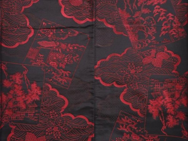 Photo5: 6008T11z660 Vintage Japanese Kimono Silk OMESHI KOMON Black (5)