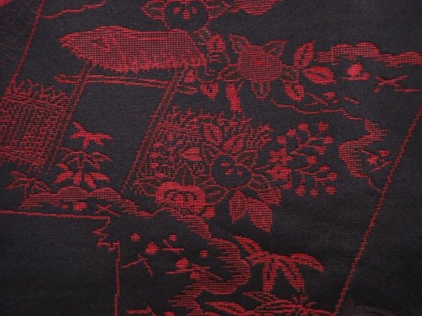 Photo6: 6008T11z660 Vintage Japanese Kimono Silk OMESHI KOMON Black (6)