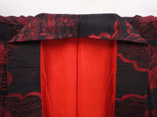 Photo7: 6008T11z660 Vintage Japanese Kimono Silk OMESHI KOMON Black (7)
