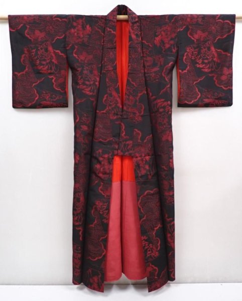 Photo8: 6008T11z660 Vintage Japanese Kimono Silk OMESHI KOMON Black (8)