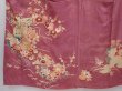 Photo5: 6008T12z610 Antique Japanese Kimono Silk TSUKESAGE Peony Dark pink (5)
