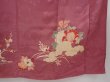 Photo7: 6008T12z610 Antique Japanese Kimono Silk TSUKESAGE Peony Dark pink (7)