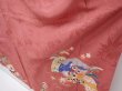 Photo4: 6008T13z560 Antique Japanese Kimono Silk TSUKESAGE Jigami Coral pink (4)