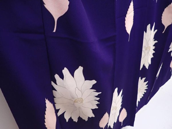 Photo3: 6008T14z940 Vintage Japanese Kimono Silk KOMON Flower Dark lavender (3)