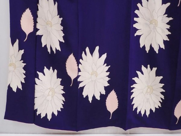 Photo4: 6008T14z940 Vintage Japanese Kimono Silk KOMON Flower Dark lavender (4)