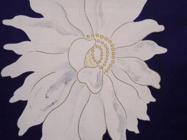 Photo6: 6008T14z940 Vintage Japanese Kimono Silk KOMON Flower Dark lavender (6)