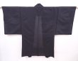 Photo1: 6009T01z270 Vintage Japanese Kimono Silk Men's HAORI Plain Black (1)