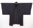 Photo5: 6009T01z270 Vintage Japanese Kimono Silk Men's HAORI Plain Black (5)