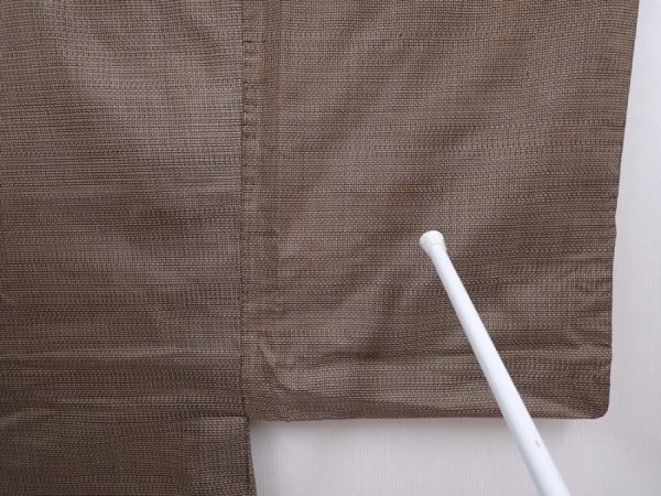 Photo7: 6009T02z490 Vintage Japanese Kimono Silk Men's HAORI Spiny lobster Brown-Gray (7)