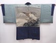 Photo1: 6009T03z450 Vintage Japanese Kimono Silk Men's HAORI Eagle Blue-Gray (1)