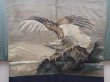 Photo2: 6009T03z450 Vintage Japanese Kimono Silk Men's HAORI Eagle Blue-Gray (2)