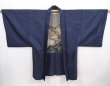 Photo6: 6009T03z450 Vintage Japanese Kimono Silk Men's HAORI Eagle Blue-Gray (6)