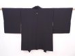 Photo1: 6009T04z570 Vintage Japanese Kimono Silk HAORI Plain Black (1)