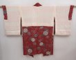 Photo6: 6009T06z470 Vintage Japanese Kimono Silk HAORI Flowers Red-Brown (6)