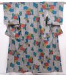 Photo1: 6009T08z710 Vintage Japanese Kimono Silk KOMON  Gray (1)