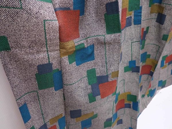 Photo3: 6009T08z710 Vintage Japanese Kimono Silk KOMON  Gray (3)