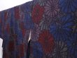 Photo2: 6009T09z830 Vintage Japanese Kimono Silk TSUMUGI Chrysanthemum Dark blue (2)