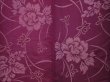 Photo5: 6009T10z570 Antique Japanese Kimono Silk TSUMUGI Peony Dull purple (5)